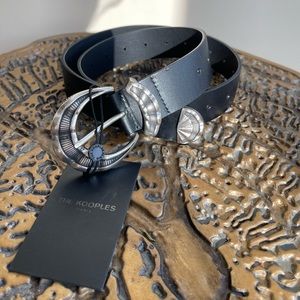New with Tags The Kooples 100% Calf Leather Western Belt Black with Vintage